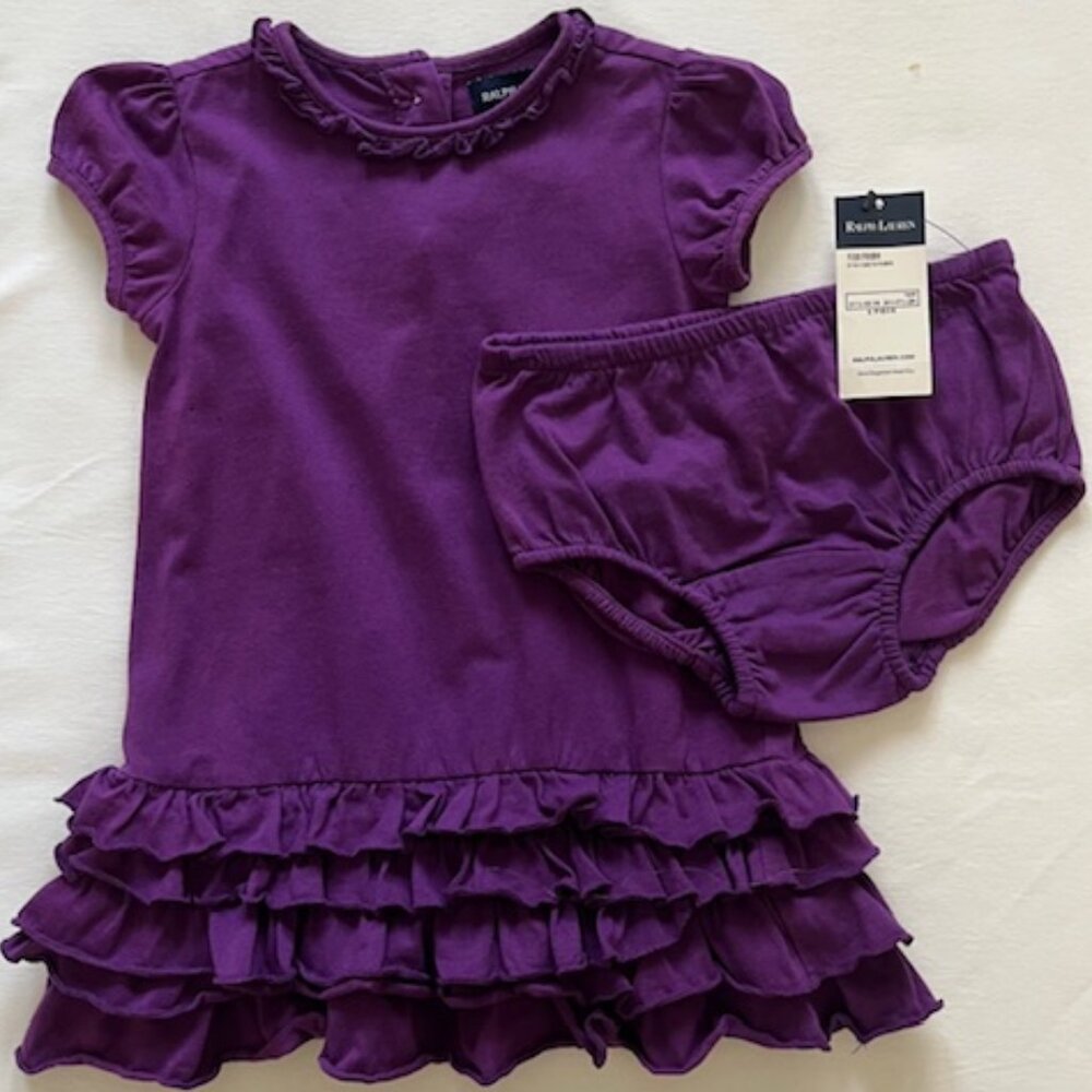 Ralph Lauren Purple Ruffle Baby Dress, 2-Piece Set – new with tags